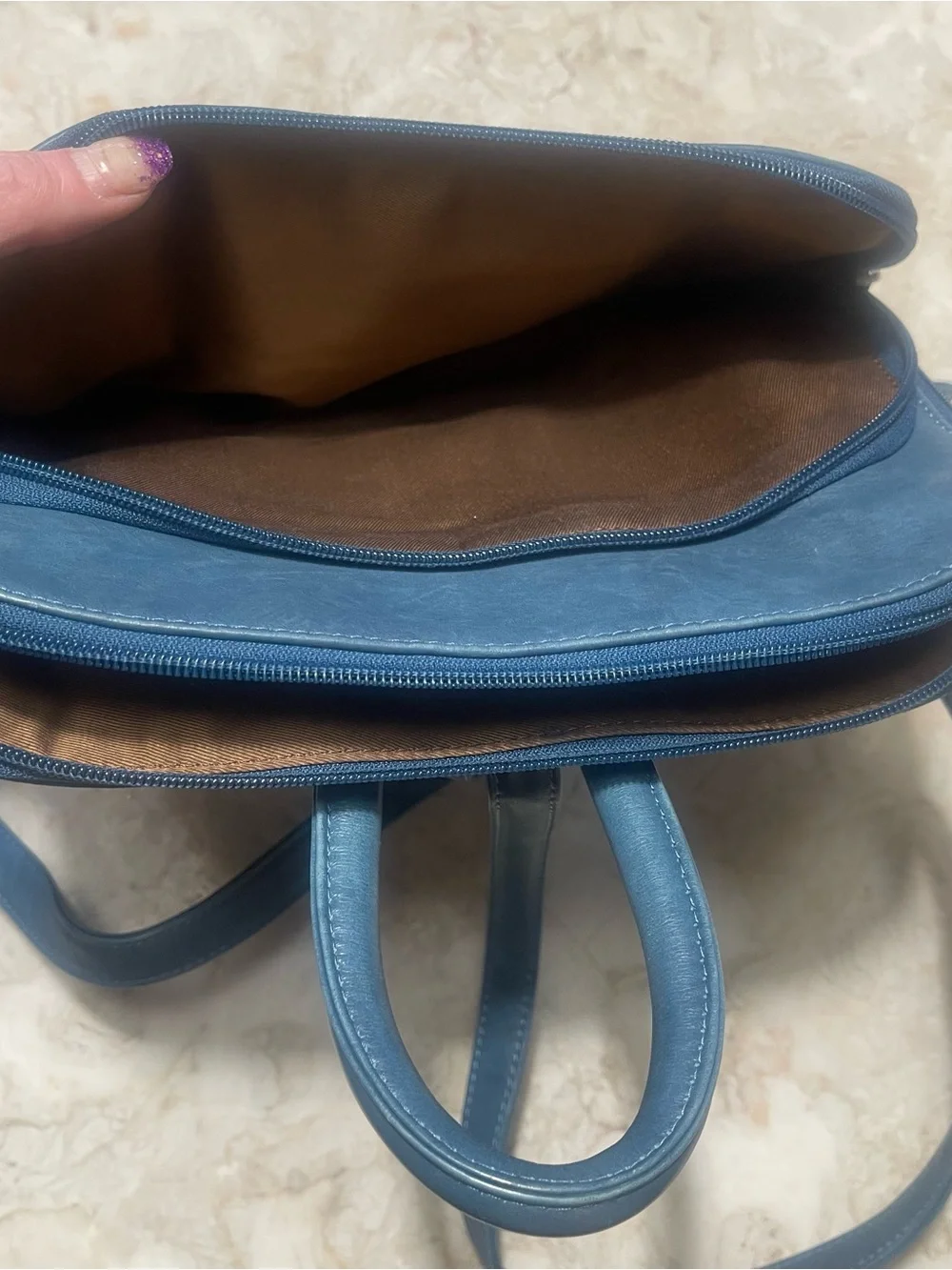 ili Peacock Blue Leather Backpack